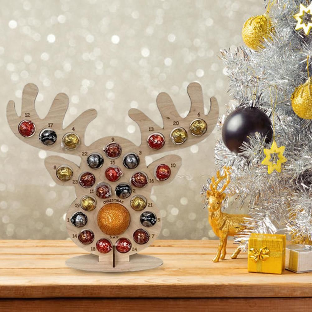 Wooden Advent Calendar Christmas Chocolate Stand Christmas Ornaments Party Decoration Gifts