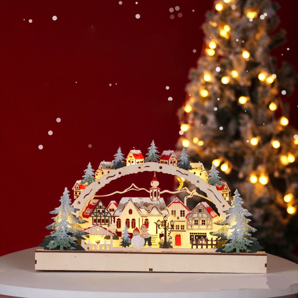 Christmas House LED Christmas Forest Scene Wooden Christmas Village for Shopping Mall Window Decorations