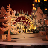 Christmas House LED Christmas Forest Scene Wooden Christmas Village for Shopping Mall Window Decorations