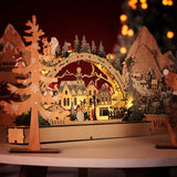 Christmas House LED Christmas Forest Scene Wooden Christmas Village for Shopping Mall Window Decorations