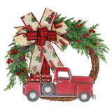 Red Truck Christmas Wreath Fall Wreath for Front Door Decorations for Farmhouse Autumns Harvest Halloween Thanksgiving