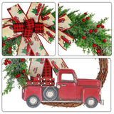 Red Truck Christmas Wreath Fall Wreath for Front Door Decorations for Farmhouse Autumns Harvest Halloween Thanksgiving