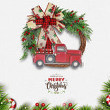 Red Truck Christmas Wreath Fall Wreath for Front Door Decorations for Farmhouse Autumns Harvest Halloween Thanksgiving