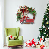 Red Truck Christmas Wreath Fall Wreath for Front Door Decorations for Farmhouse Autumns Harvest Halloween Thanksgiving - Close-Up Angle