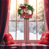 Red Truck Christmas Wreath Fall Wreath for Front Door Decorations for Farmhouse Autumns Harvest Halloween Thanksgiving - Extra Image