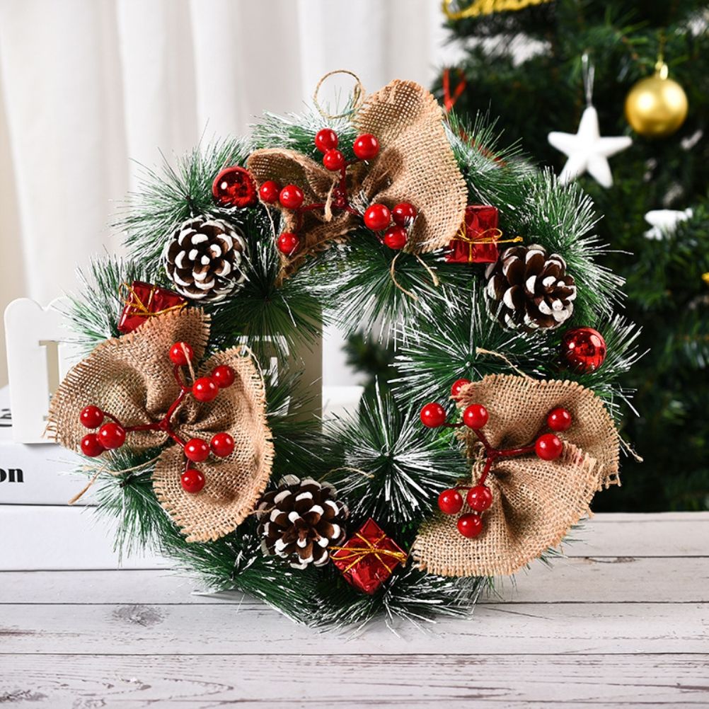 Christmas Wreath Artificial Christmas Hanging Wreath for Front Door Wall Tree Christmas Party Shop Window Decoration
