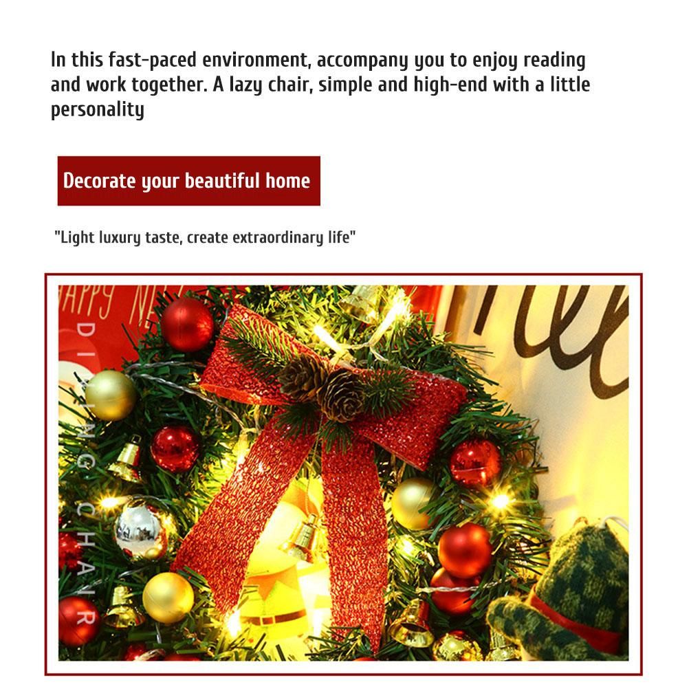 Xmas Wreath with 20 LED Lights and Bells Christmas Garland Light String Branch Lights for Living Room Fireplace and Windows