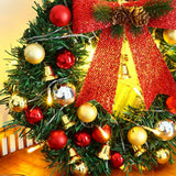 Xmas Wreath with 20 LED Lights and Bells Christmas Garland Light String Branch Lights for Living Room Fireplace and Windows