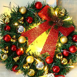 Xmas Wreath with 20 LED Lights and Bells Christmas Garland Light String Branch Lights for Living Room Fireplace and Windows