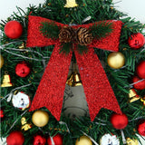 Xmas Wreath with 20 LED Lights and Bells Christmas Garland Light String Branch Lights for Living Room Fireplace and Windows