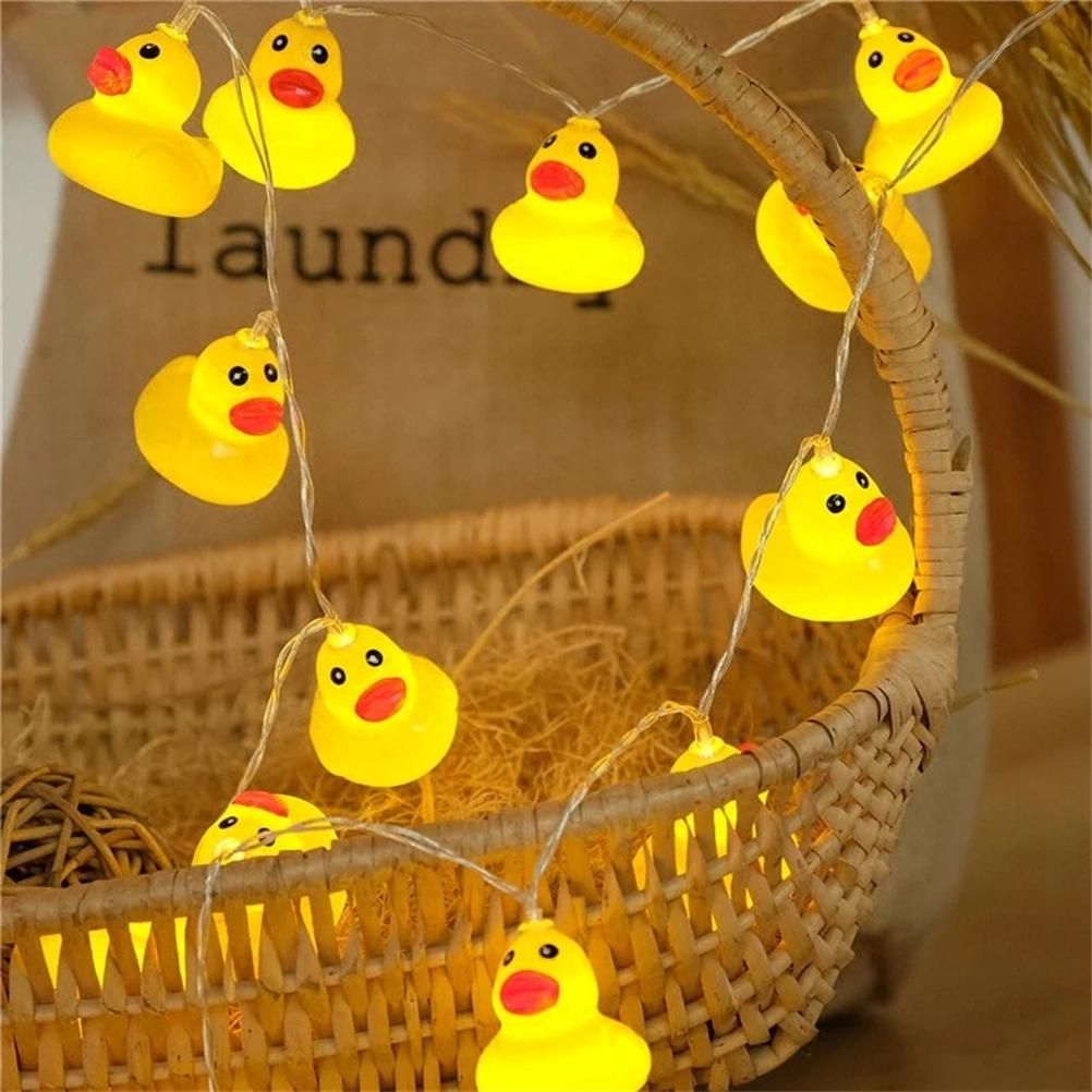 LED String Light Cute Mini Yellow Duck Animal Light String for Garden Terrace and Lawn Party Decoration