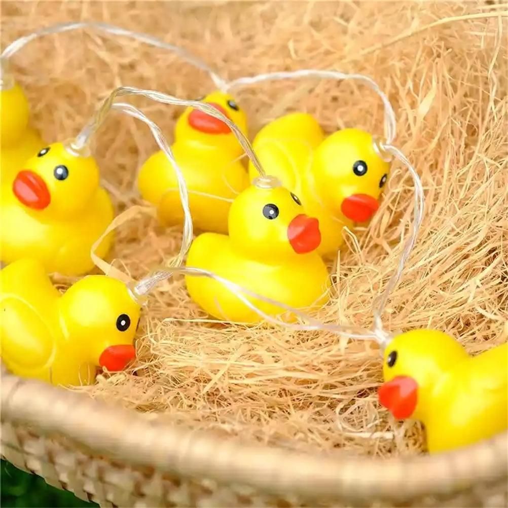 LED String Light Cute Mini Yellow Duck Animal Light String for Garden Terrace and Lawn Party Decoration