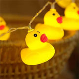 LED String Light Cute Mini Yellow Duck Animal Light String for Garden Terrace and Lawn Party Decoration - Top-Down View
