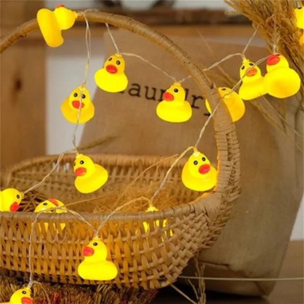 LED String Light Cute Mini Yellow Duck Animal Light String for Garden Terrace and Lawn Party Decoration