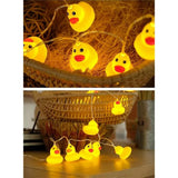 LED String Light Cute Mini Yellow Duck Animal Light String for Garden Terrace and Lawn Party Decoration - Close-Up Angle