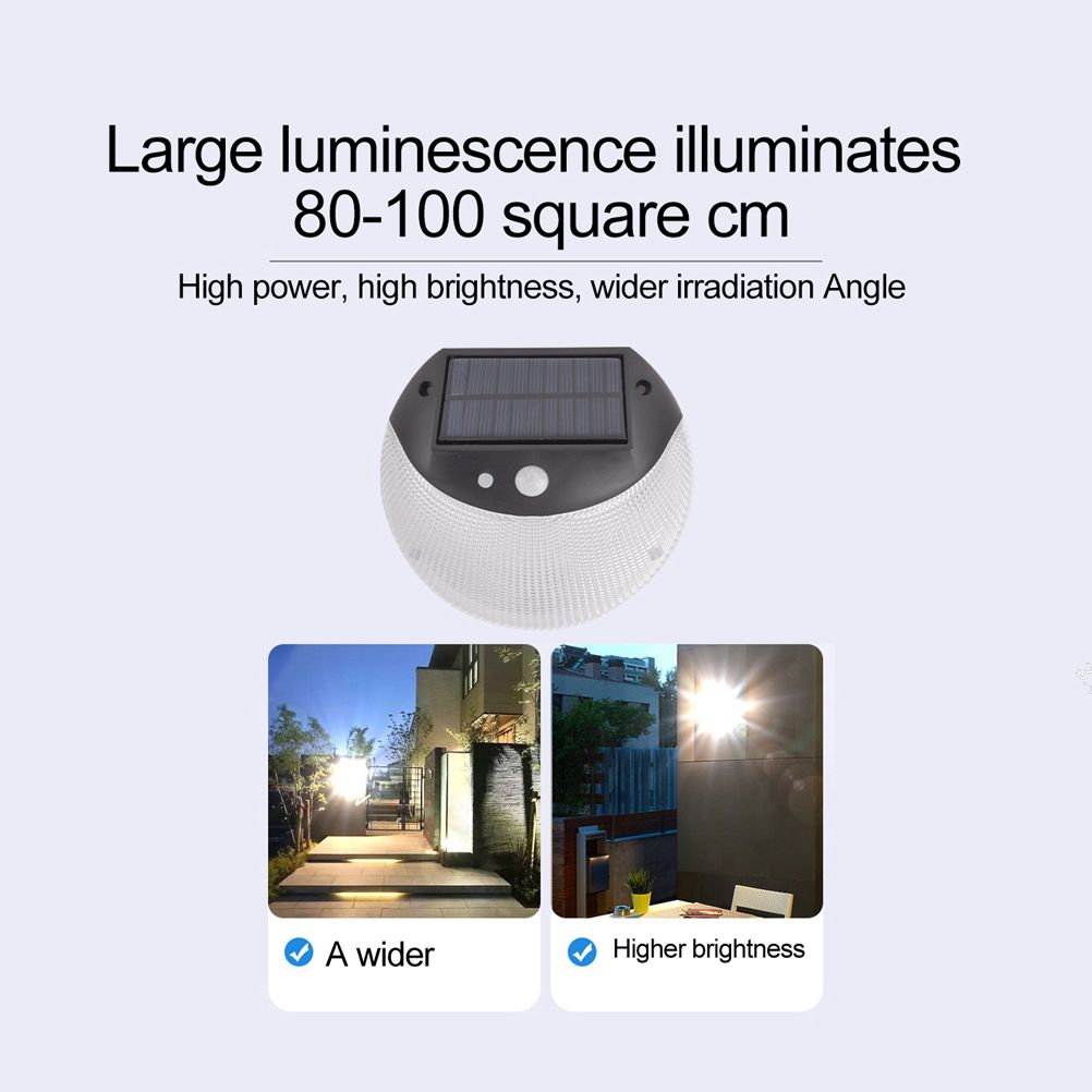 Solar Deck Lighting Round Wall Lights Outdoor Wireless Solar Induction Light for Garden Stair Porches Lighting