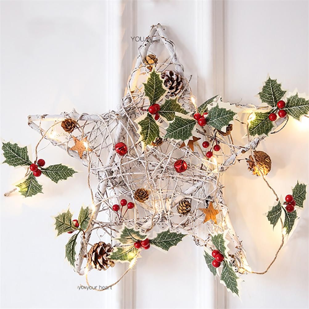 LED Christmas Decoration Light Christmas Red Fruit Leaf Copper Wire Lamp String Garland Supplies for Party and Christmas
