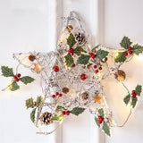LED Christmas Decoration Light Christmas Red Fruit Leaf Copper Wire Lamp String Garland Supplies for Party and Christmas