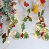 LED Christmas Decoration Light Christmas Red Fruit Leaf Copper Wire Lamp String Garland Supplies for Party and Christmas