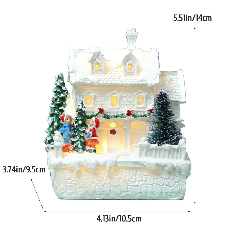 Christmas Village Ornament LED Lighted Christmas Village Houses with Figurines Christmas Village Decoration Indoor Room Decor