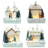 Christmas Village Ornament LED Lighted Christmas Village Houses with Figurines Christmas Village Decoration Indoor Room Decor