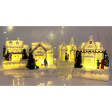 Christmas Village Ornament LED Lighted Christmas Village Houses with Figurines Christmas Village Decoration Indoor Room Decor