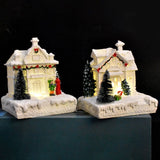 Christmas Village Ornament LED Lighted Christmas Village Houses with Figurines Christmas Village Decoration Indoor Room Decor - 45-Degree Angle