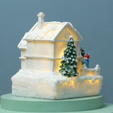 Christmas Village Ornament LED Lighted Christmas Village Houses with Figurines Christmas Village Decoration Indoor Room Decor - Low Angle