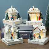 Christmas Village Ornament LED Lighted Christmas Village Houses with Figurines Christmas Village Decoration Indoor Room Decor - Extra Image