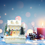 Christmas Village Ornament LED Lighted Christmas Village Houses with Figurines Christmas Village Decoration Indoor Room Decor