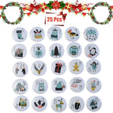 1-25 Number Christmas Advent Calendar Round Buttons Set For Gift Decor For Ribbons Cloth Bags Parcels