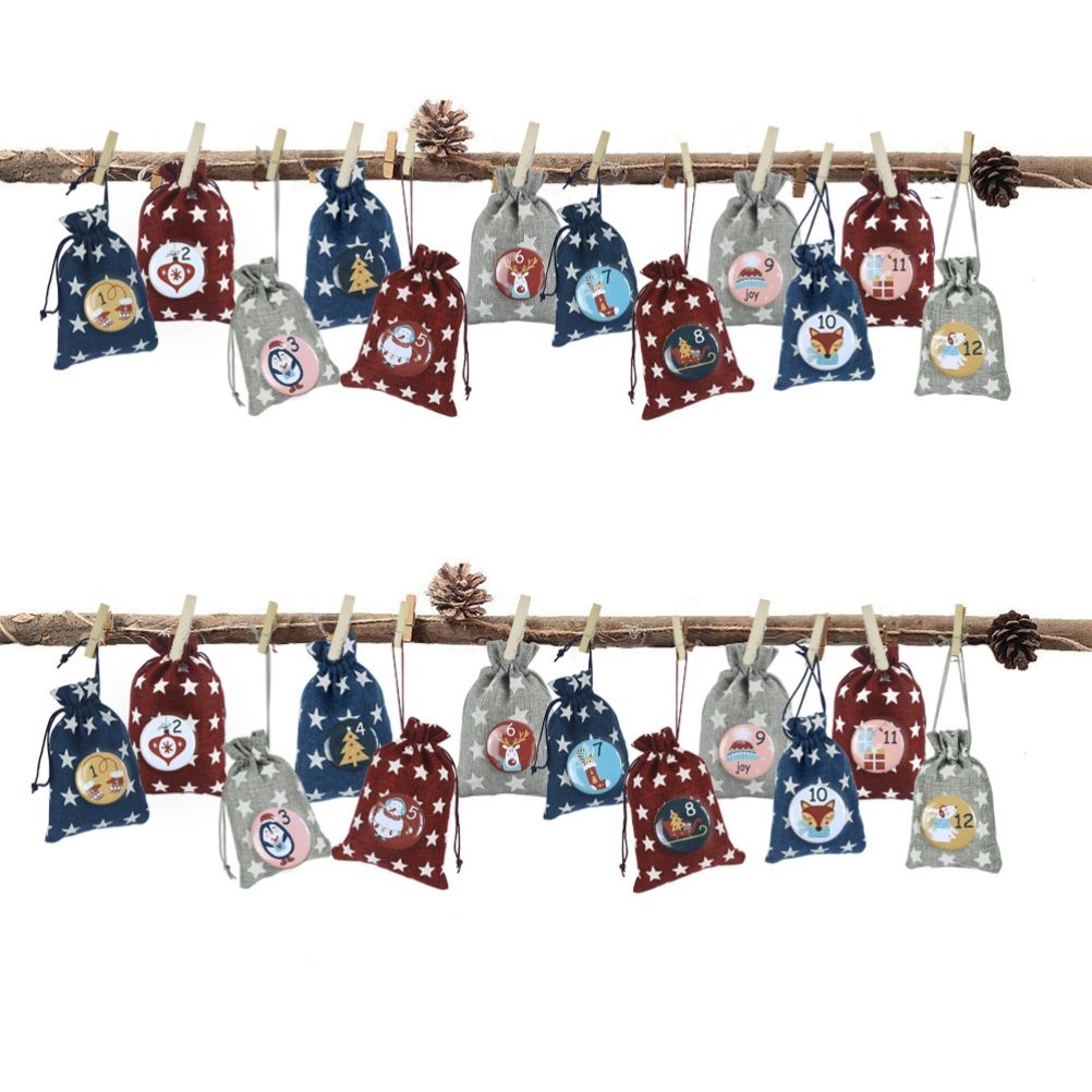 1-25 Number Christmas Advent Calendar Round Buttons Set For Gift Decor For Ribbons Cloth Bags Parcels