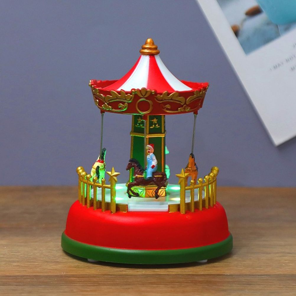 Christmas Mini Music Box Luminous Music Carousel Ferris Wheel Animated Christmas Gift Romantic Desktop Decoration