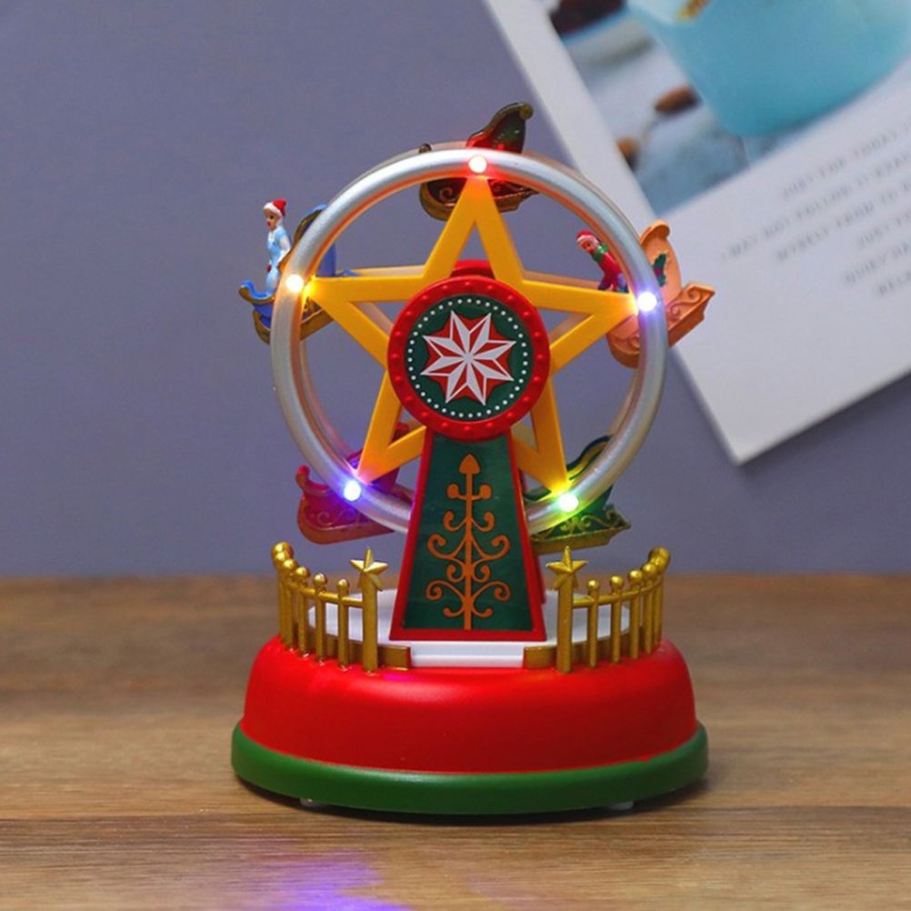 Christmas Mini Music Box Luminous Music Carousel Ferris Wheel Animated Christmas Gift Romantic Desktop Decoration