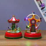 Christmas Mini Music Box Luminous Music Carousel Ferris Wheel Animated Christmas Gift Romantic Desktop Decoration