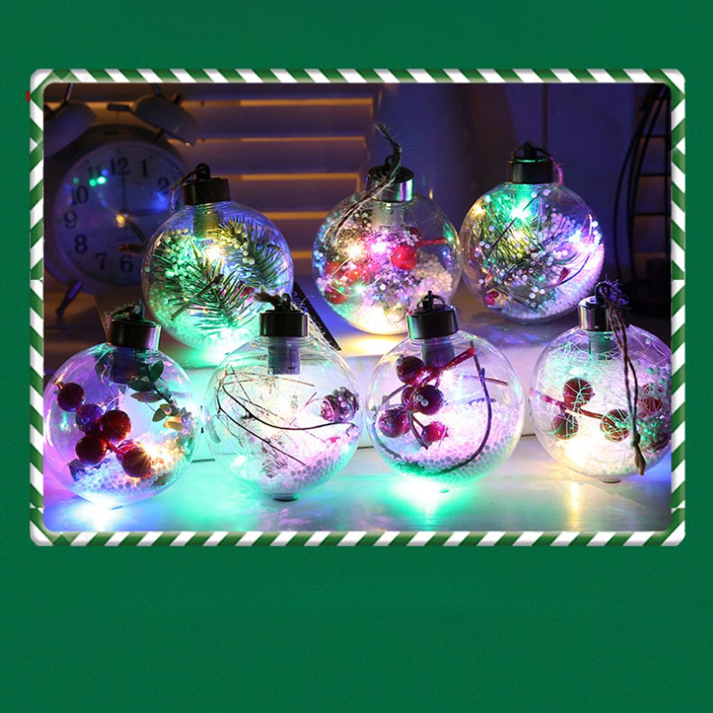 6Pcs Shining Christmas Balls with LED Light Pendants Refillable Ball Christmas Tree Hanging Ball Ornaments for Party