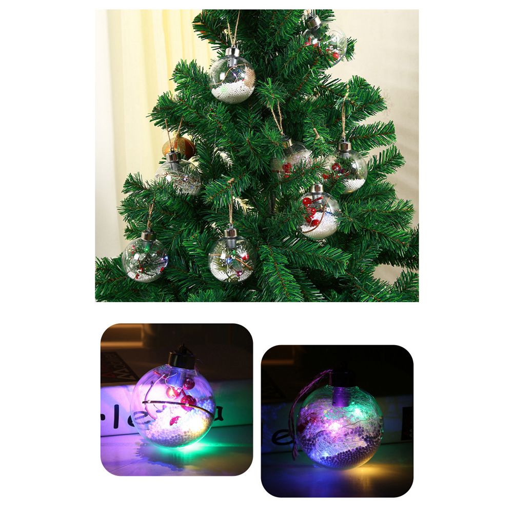 6Pcs Shining Christmas Balls with LED Light Pendants Refillable Ball Christmas Tree Hanging Ball Ornaments for Party
