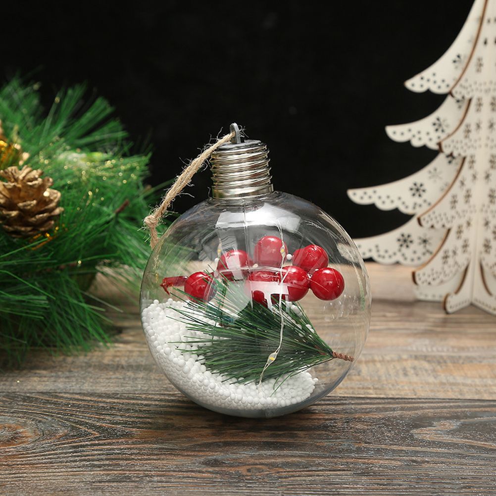 6Pcs Shining Christmas Balls with LED Light Pendants Refillable Ball Christmas Tree Hanging Ball Ornaments for Party