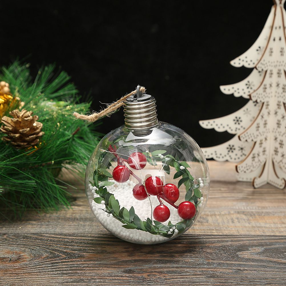 6Pcs Shining Christmas Balls with LED Light Pendants Refillable Ball Christmas Tree Hanging Ball Ornaments for Party