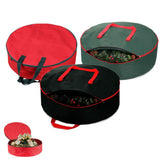 Christmas Wreath Storage Bag with Durable Handles Dual Zipper Card Slot Moisture Proof Storage Container - Top-Down View