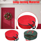 Christmas Wreath Storage Bag with Durable Handles Dual Zipper Card Slot Moisture Proof Storage Container - Rear View