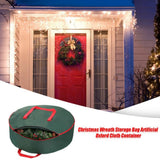 Christmas Wreath Storage Bag with Durable Handles Dual Zipper Card Slot Moisture Proof Storage Container
