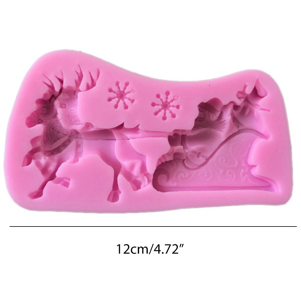 Christmas Santa Claus Sleigh Elk Cake Mold Silicone Decoration Mold Christmas Chocolate Biscuits Pudding Mold Tool