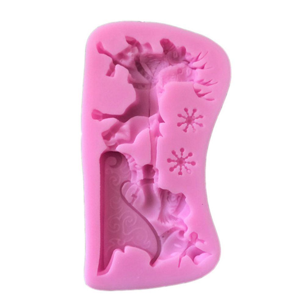 Christmas Santa Claus Sleigh Elk Cake Mold Silicone Decoration Mold Christmas Chocolate Biscuits Pudding Mold Tool