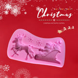 Christmas Santa Claus Sleigh Elk Cake Mold Silicone Decoration Mold Christmas Chocolate Biscuits Pudding Mold Tool