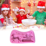 Christmas Santa Claus Sleigh Elk Cake Mold Silicone Decoration Mold Christmas Chocolate Biscuits Pudding Mold Tool