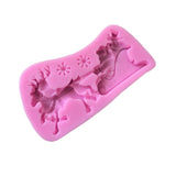Christmas Santa Claus Sleigh Elk Cake Mold Silicone Decoration Mold Christmas Chocolate Biscuits Pudding Mold Tool