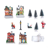 Christmas Village Set Resin Christmas Scene Village LED Lighted Miniature Houses Town Christmas Village Houses Gift