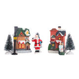 Christmas Village Set Resin Christmas Scene Village LED Lighted Miniature Houses Town Christmas Village Houses Gift
