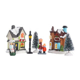 Christmas Village Set Resin Christmas Scene Village LED Lighted Miniature Houses Town Christmas Village Houses Gift